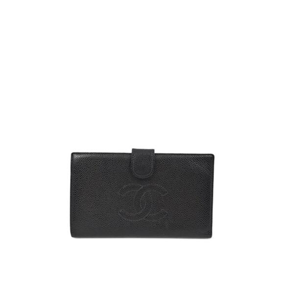 Chanel Caviar Leather CC stitch long flap wallet with Kisslock*Beautiful!! - Picture 1 of 16